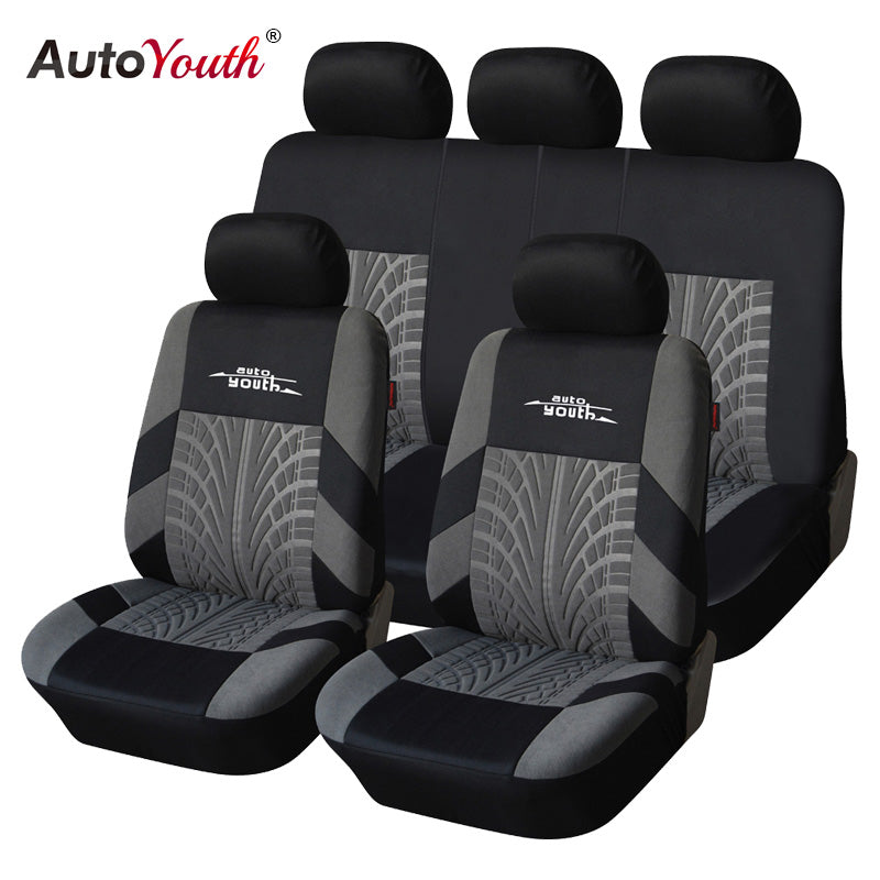 Stylish Car Seat Covers Set Universal Fit Most Cars ,Tire Track Detail