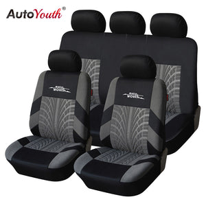 Stylish Car Seat Covers Set Universal Fit Most Cars ,Tire Track Detail